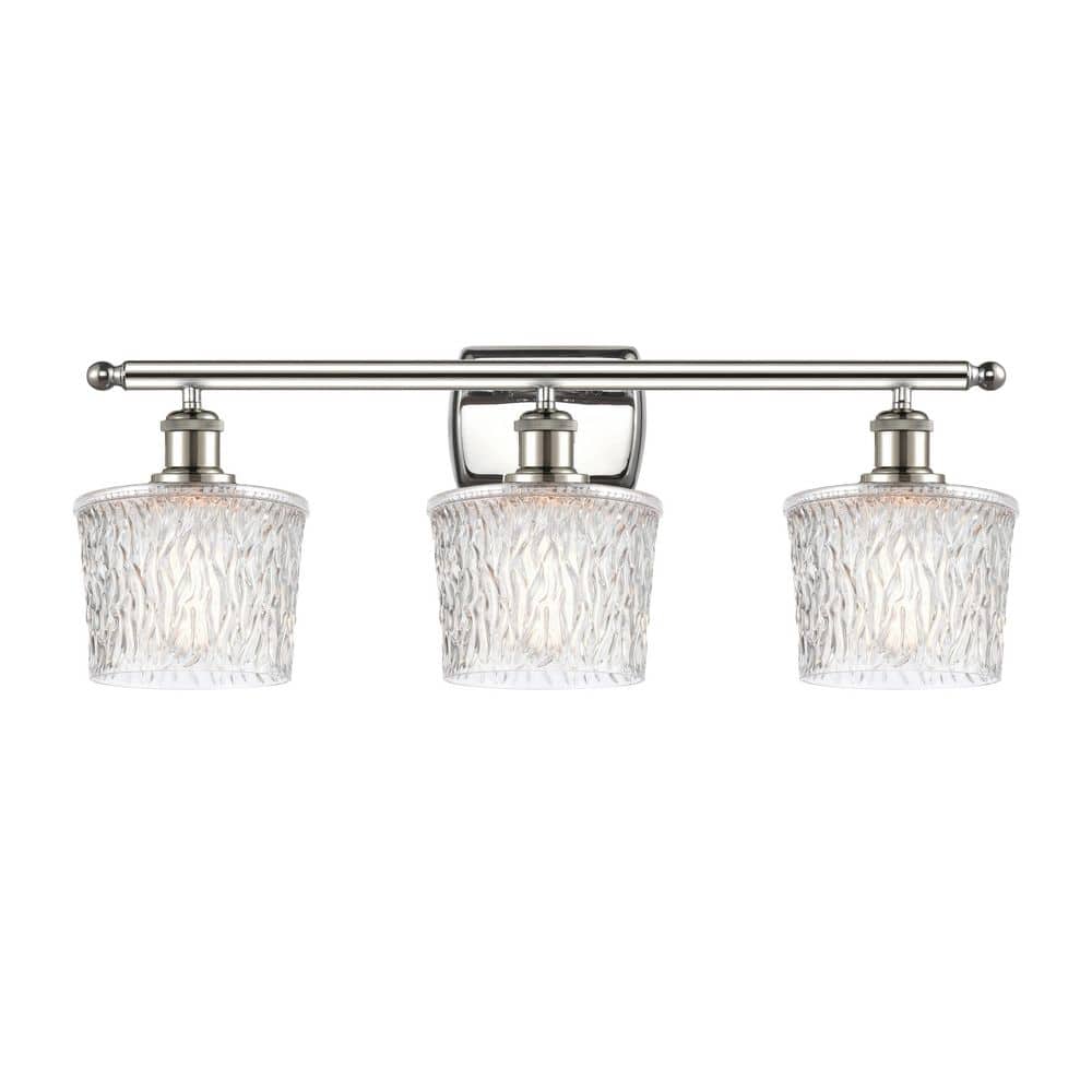 Niagra 26 in. 3-Light Polished Nickel Vanity Light with Glass Shade price history on PriceWatchPro