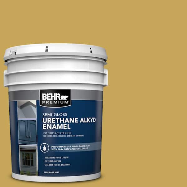 BEHR PREMIUM 5 gal. #PPU6-18 Lemongrass Urethane Alkyd Semi-Gloss Enamel Interior/Exterior Paint