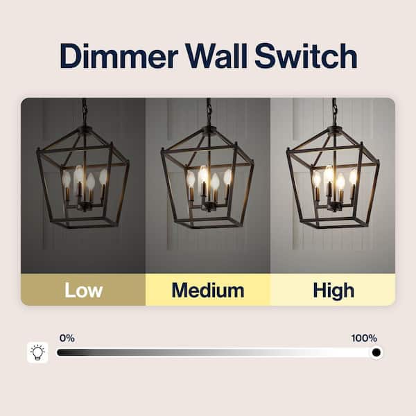 JONATHAN Y Pagoda 12 in. 4-Bulb Oil Rubbed Bronze Lantern Metal