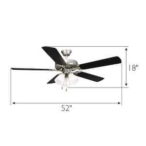 Millbridge 52 in. Traditional Indoor Satin Nickel Ceiling Fan with LED Light Kit
