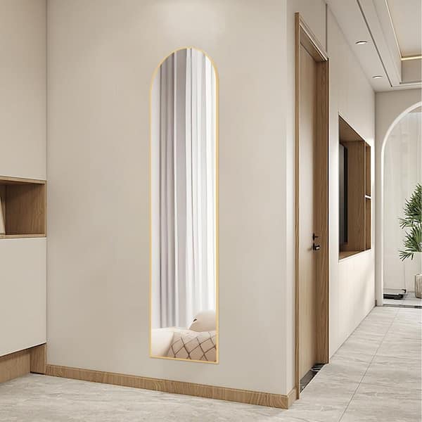 Wooakway Floor Standing MirrorWall Mirror with Stand - Gold Arched