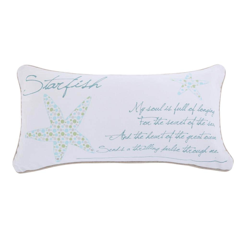 UPC 190945000088 product image for Del Ray Teal Starfish Sentiment Print 12 in. x 24 in. Throw Pillow | upcitemdb.com