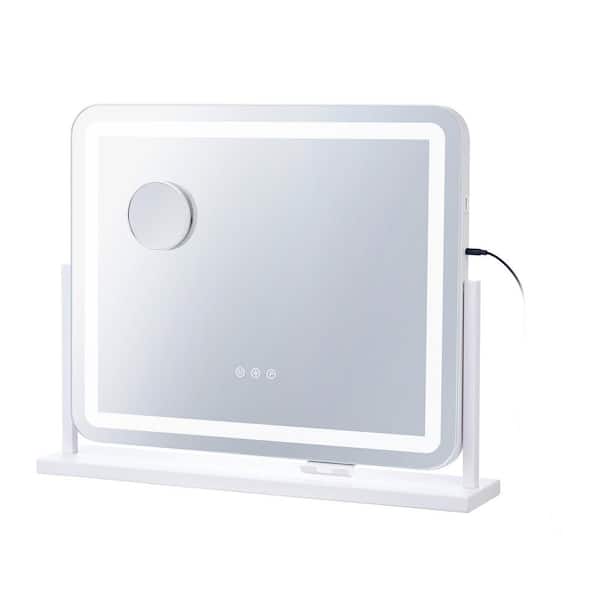 VEVOR Lighted Makeup Mirror, White, 24.5 in. W x 5.4 in. L, Modern, Classic, Art Demo, Square, Carbon, Cosmetic Mirror