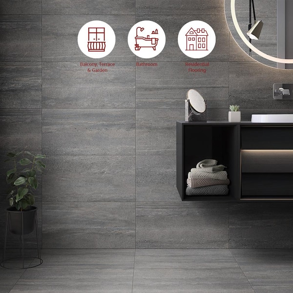 VitrA Canyon Anthracite 12 in. x 24 in. Glazed Porcelain Floor and