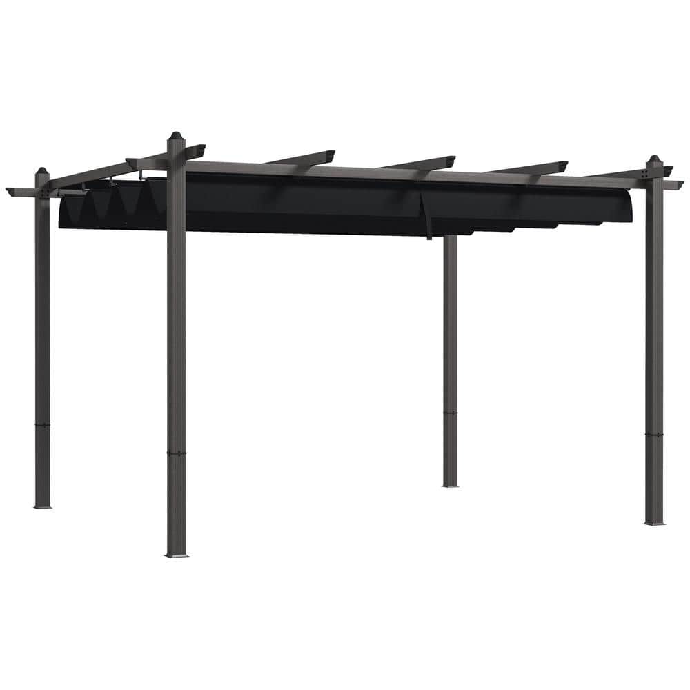 Gray Aluminum 10' x 13' Retractable Pergola with Canopy