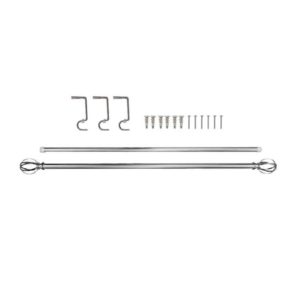 72 in-144 in Adjustable Ribbon Cage Single Curtain Rod in Brushed Nickel with Finial