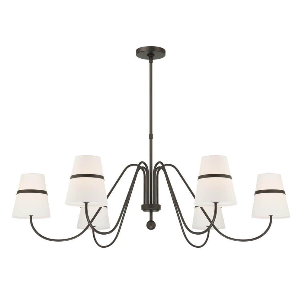 Althia 6-Light Textured Dark Bronze Round Chandelier for Dining Room with White Linen Fabric Shades, No Bulbs Included price history on PriceWatchPro