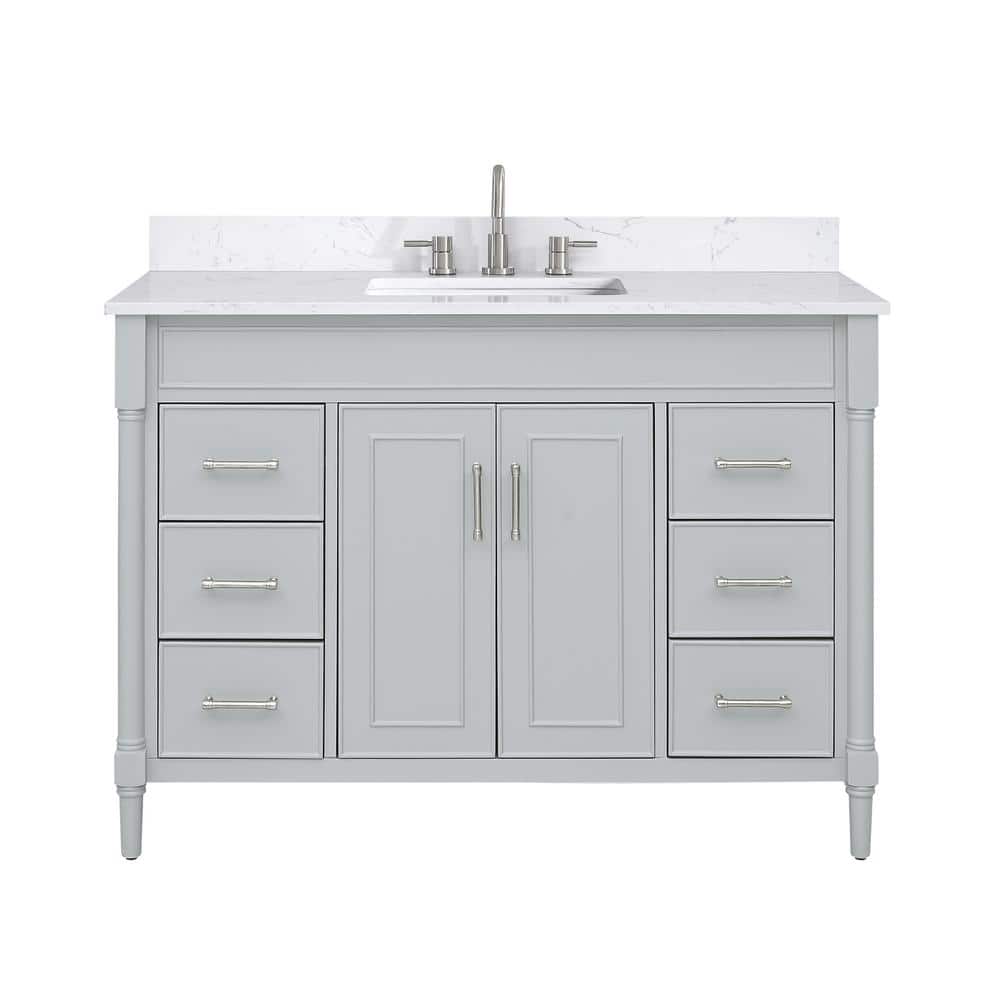 Light Gray 49'' Single Bathroom Vanity with Engineered Stone Top