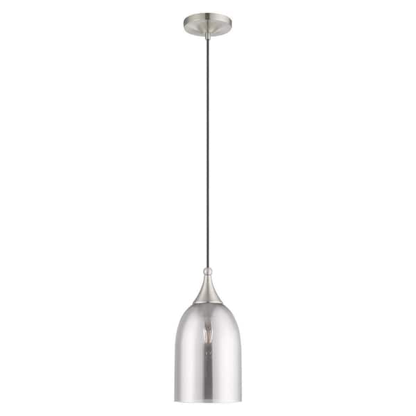 AVIANCE LIGHTING Midand 1-Light Brushed Nickel Mini Pendant with Smoke Glass