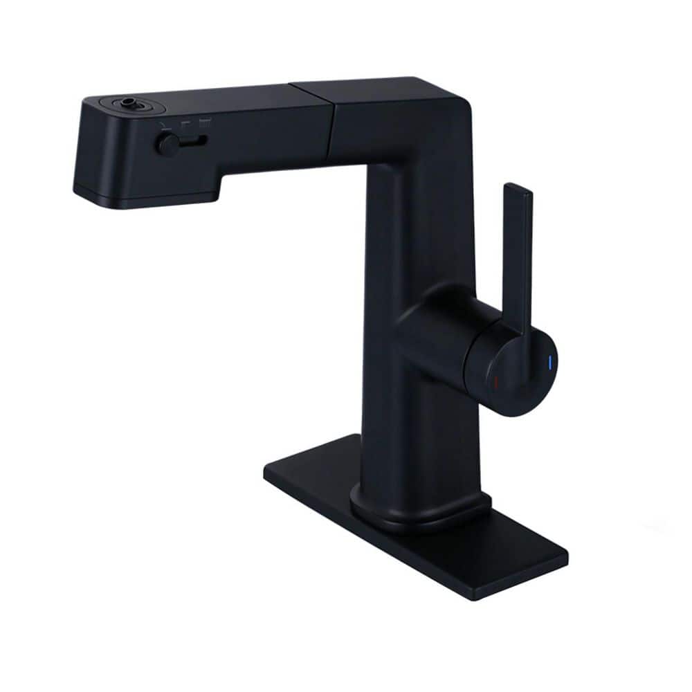 Single Handle Single Hole Bathroom Faucet with Deckplate Included Pull Out Spot Resistant in Matte Black price history on PriceWatchPro