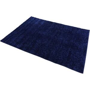 Shaggy Navy 3 ft. x 7 ft. Solid Synthetic Rectangle Area Rug