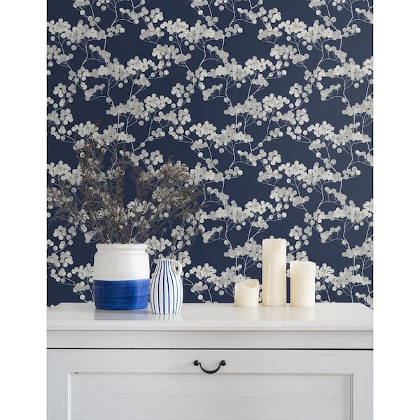 Roarsome! Wallpaper in Navy and White