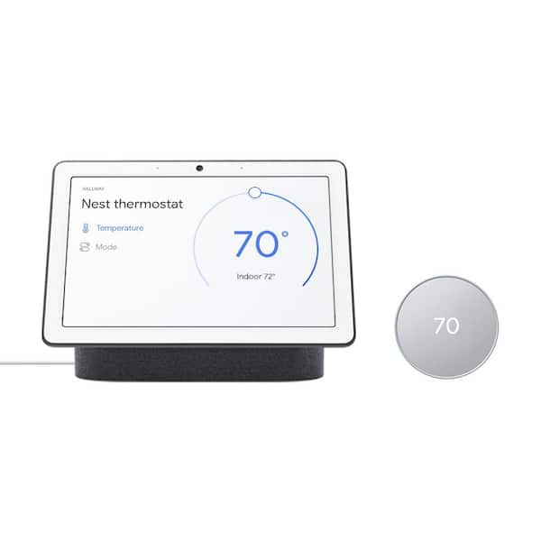 Google Nest Thermostat Fog and Nest Hub Max Charcoal
