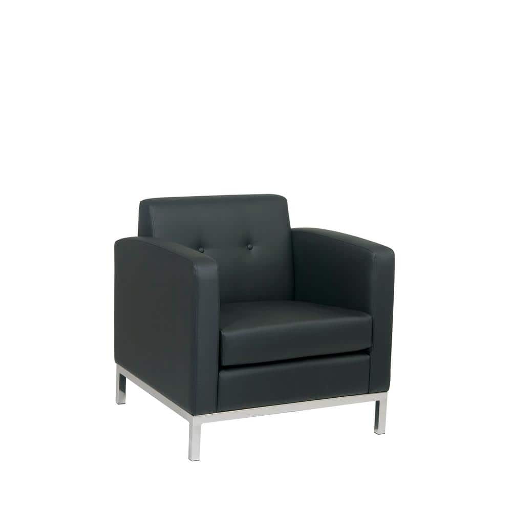 OSP Home Furnishings Wall Street Black Faux Leather Arm Chair