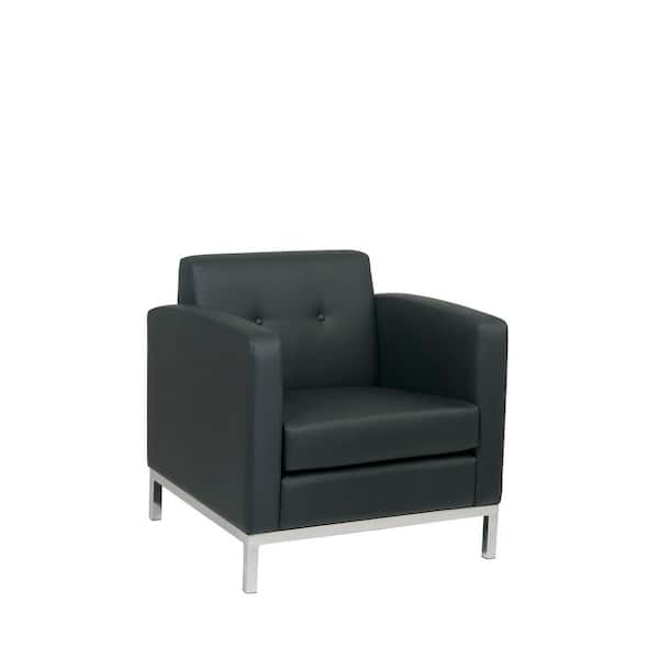 Wall Street Black Faux Leather Arm Chair