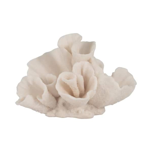 Ivory 8 in. x 5 in. Resin Novelty Coastal Coral Figurine