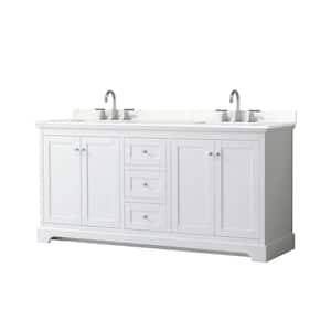 Avery 72 in. W x 22 in. D x 35 in. H Double Bath Vanity in White with Giotto Quartz Top