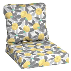 24 in. x 22 in. Stone Gray Lemons Deep Seating Outdoor Lounge Chair Cushion