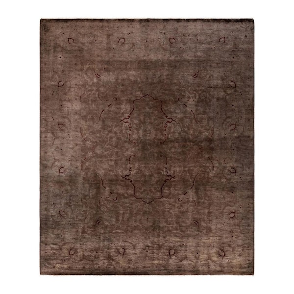 Overdyed Brown 8 ft. 3 in. x 9 ft. Wool Indoor Area Rug