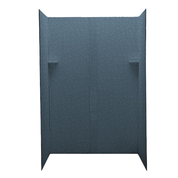 Swanstone Pebble 32 in. x 48 in. x 72 in. Five Piece Easy Up Adhesive Shower Wall Kit in Wild Indigo-DISCONTINUED