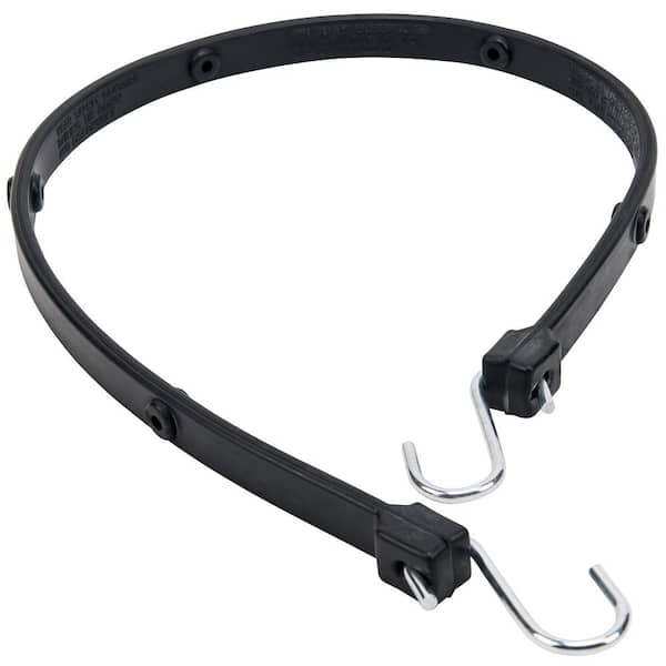 SNAPPI-HOOKERS ADJUSTABLE STRAP, WITH INSTALLED 2 1/2 IN S HOOKS, FOR  TARPS, BLACK, 20 IN, EPDM RUBBER - Bungee Cords and Bungee Straps -  HRNSH20HABH