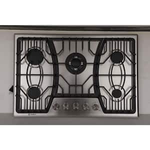 30 in.5 Burners Recessed Gas Cooktop in Stainless Steel with cast iron stove