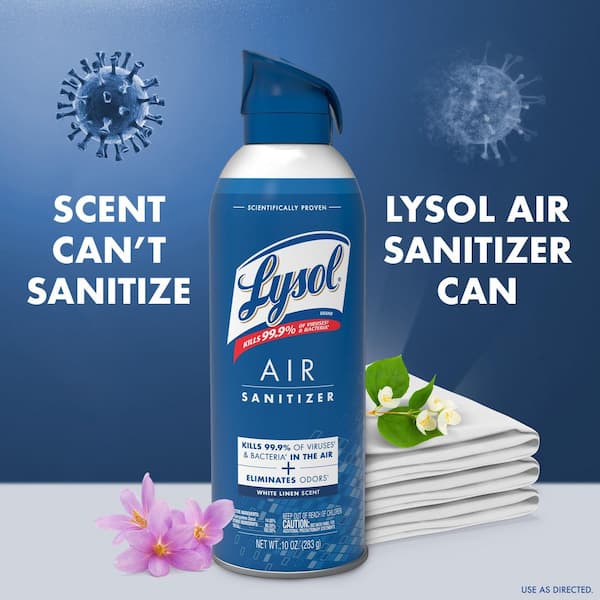 Lysol Air Sanitizer Spray, For Air Sanitization and Odor Elimination, White  Linen, 10 Fl. oz 001920099351