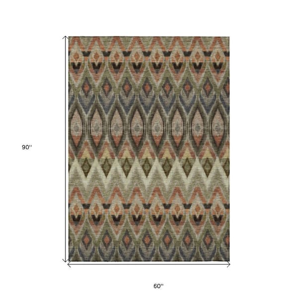 HomeRoots Taupe, Olive Green, Beige 5 ft. x 8 ft. Woven Oriental