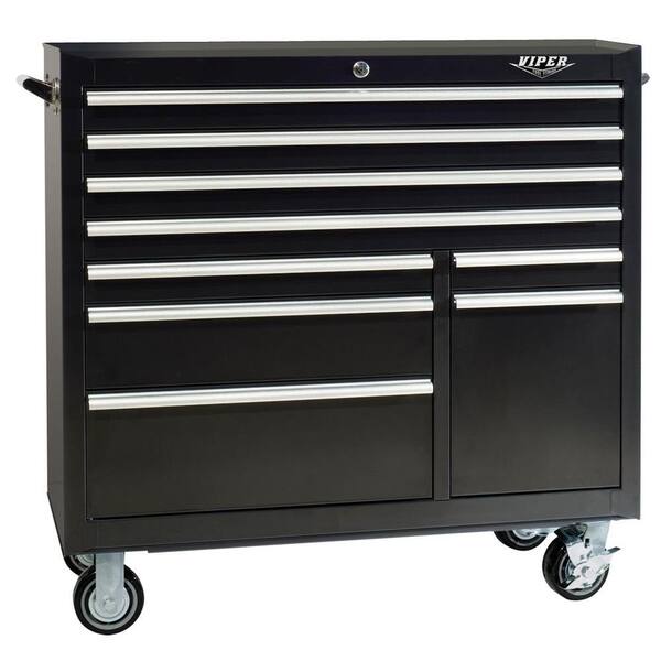 Viper Tool Storage 1 in. 9-Drawer Rolling Cabinet in Black