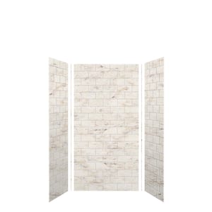 SaraMar 36 in. x 36 in. x 72 in. 3-Piece Easy Up Adhesive Alcove Shower Wall Surround in Biscotti Marble