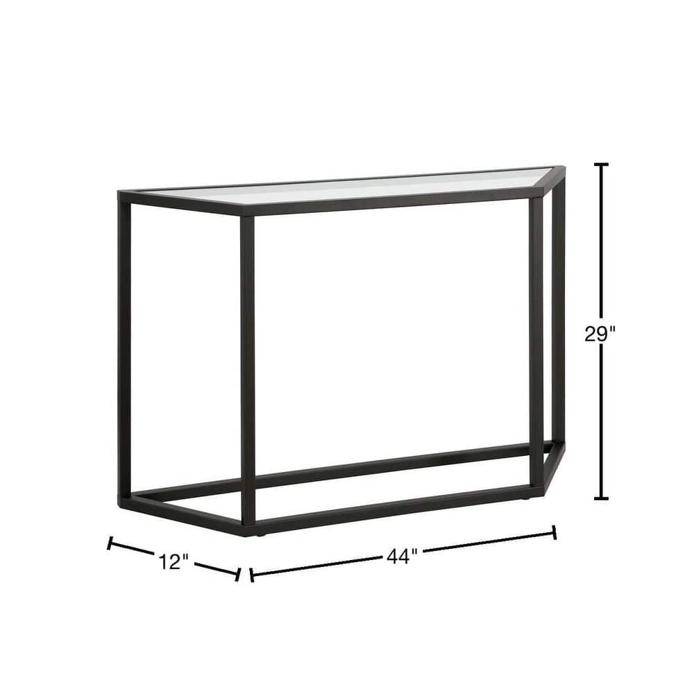 Modern Blackened Bronze 44" Console Table with Glass Shelf