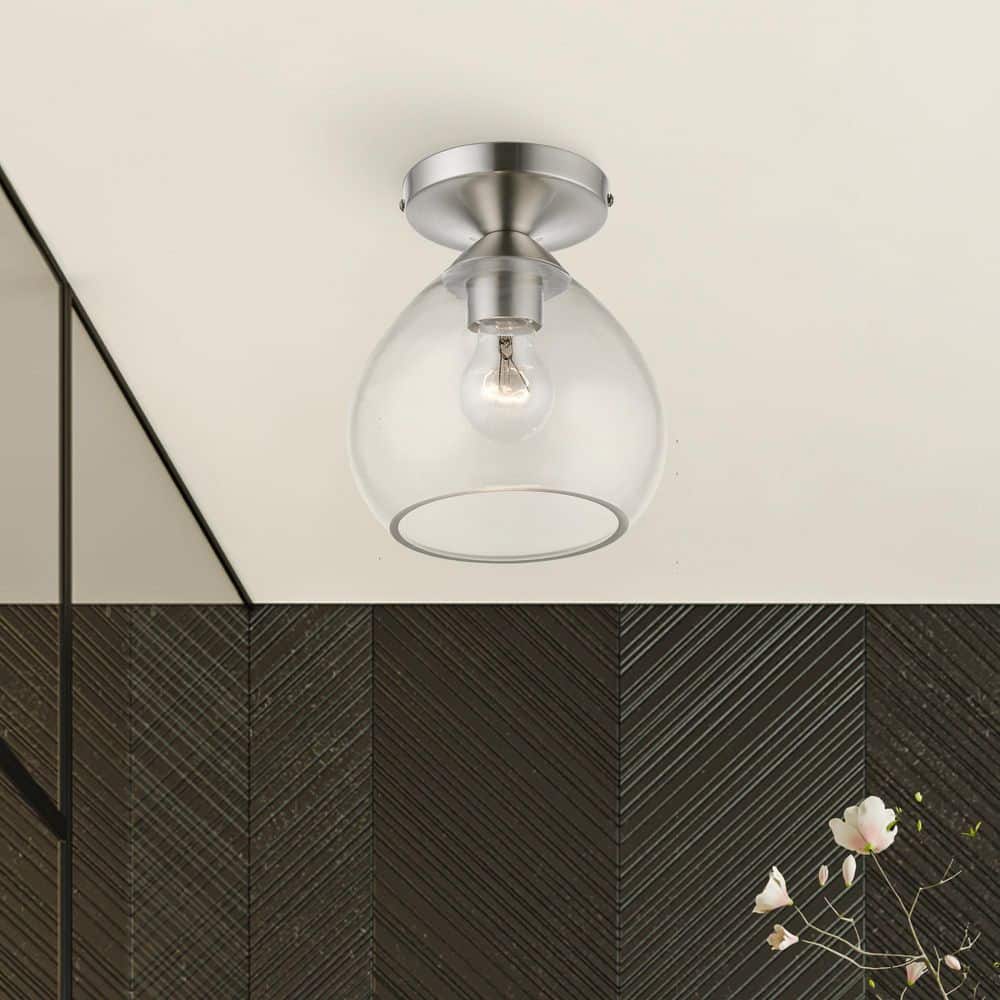 Catania Brushed Nickel 8'' Glass Semi-Flush Mount Light