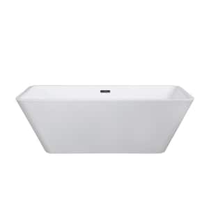 Harmony 59 in. Acrylic Flatbottom Freestanding Non-Whirlpool Bathtub in White
