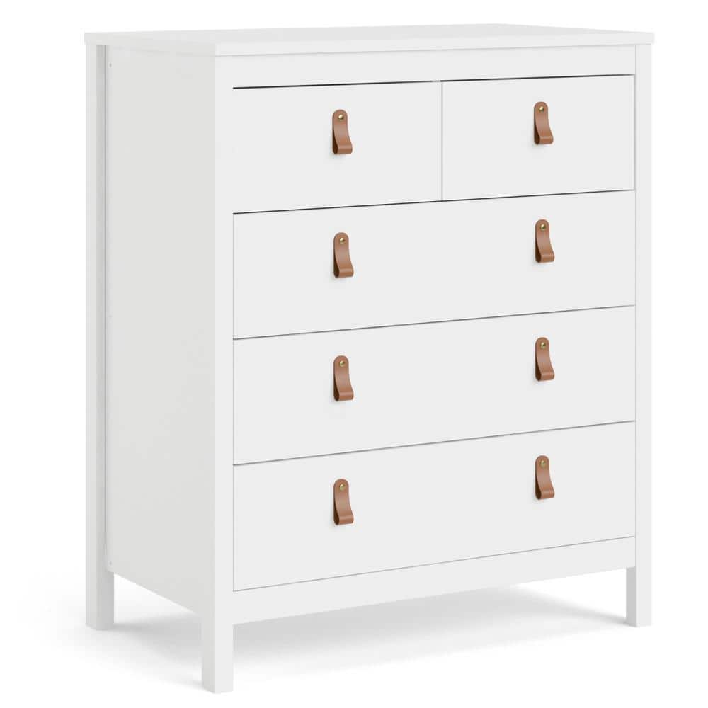 Madrid Mid-Century White 5-Drawer Chest with Dovetail Design