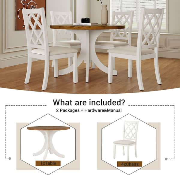 Harper & Bright Designs Mid-Century 5-piece Walnut Round MDF