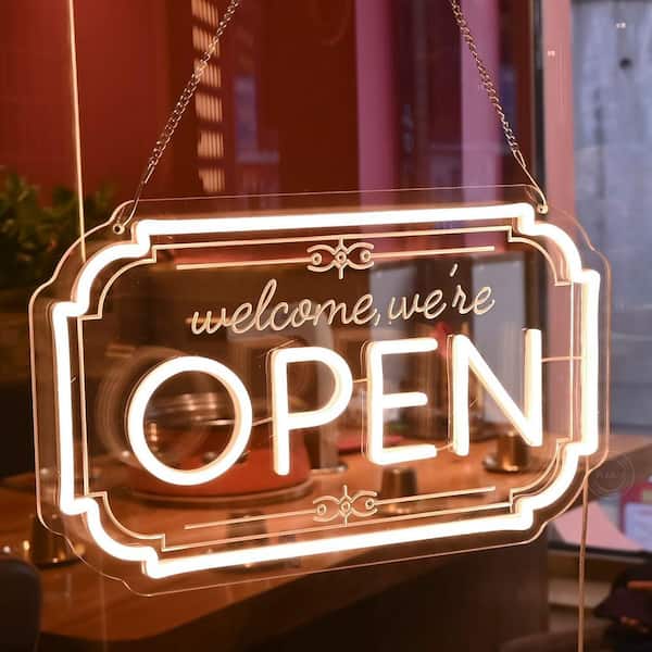 Afoxsos LED Neon Open Sign Dimmable Warm White USB Powered Indoor
