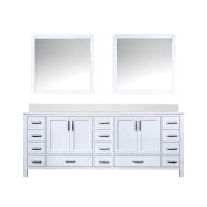 Jacques 84 in. W x 22 in. D White Double Bath Vanity, White Quartz Top, and 34 in. Mirrors