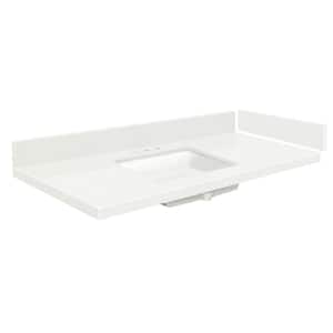 24.5 in. W x 22.25 in. D Quartz Vanity Top in Natural White with White Basin and Widespread