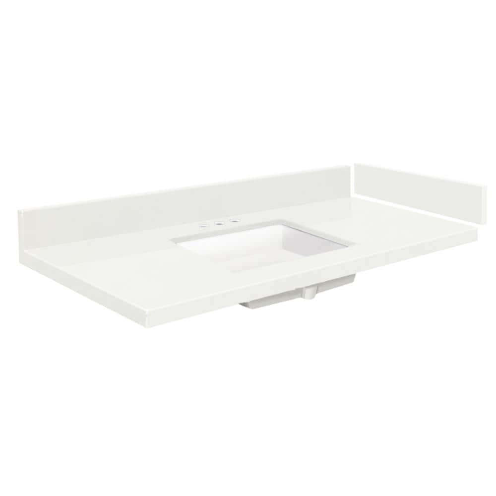 Transolid 31.25 in. W x 22.25 in. D Quartz Vanity Top in Natural White with White Basin and Widespread