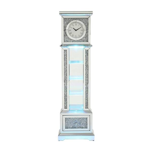 Acme Furniture Noralie Grandfather Clock with LED in Mirrored and