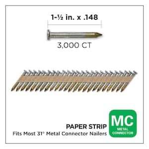 1-1/2 in. x 0.148 33-Degree Hot Dipped Galvanized Smooth Shank Paper Tape Joist Hanger Nails (3000 -Per Box)