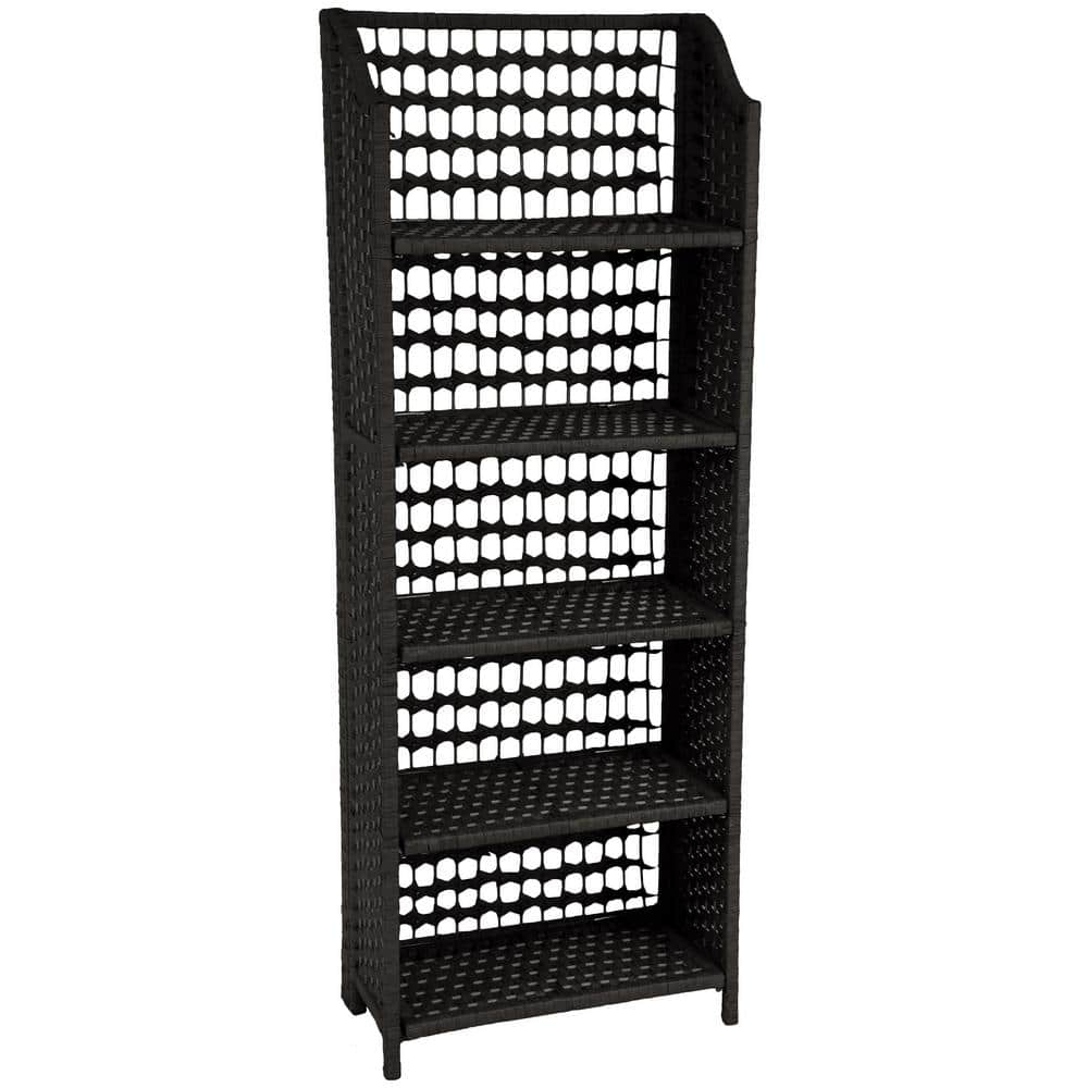 Oriental Black Stained Spruce 53" Adjustable 5-Shelf Bookcase