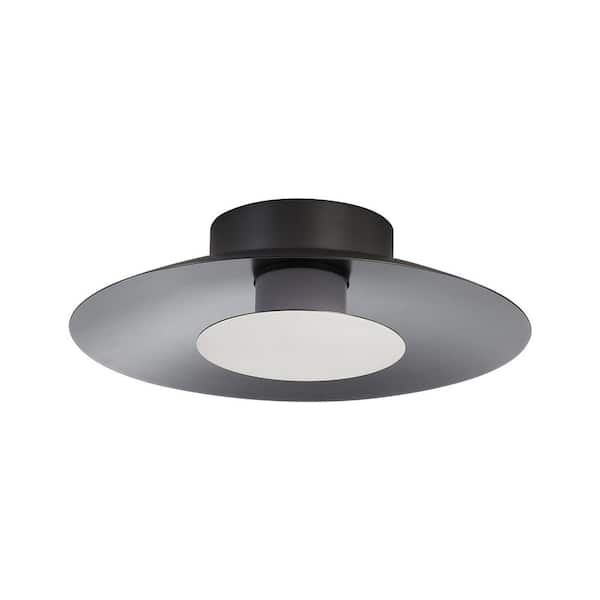 Golden Lighting Luma 11.75 in. 12-Watt Soft Modern Graphite Integrated LED Flush Mount with Sand Nickel Shade