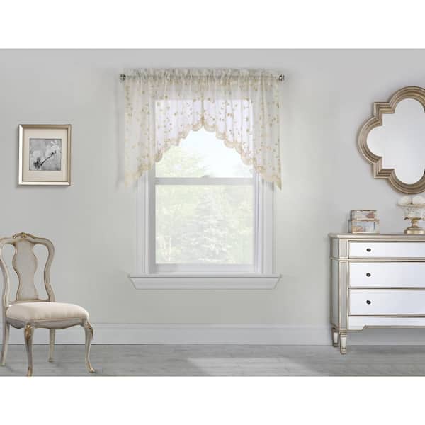 Grandeur Cream Pole Top Swag Window Valance - 80 in. W x 36 in. L (2-piece set)