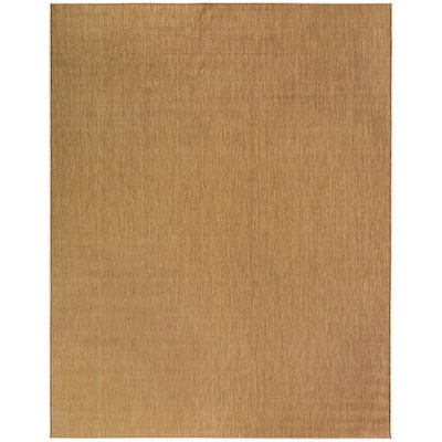 Tan Solid 8 ft. x 10 ft. Indoor/Outdoor Area Rug