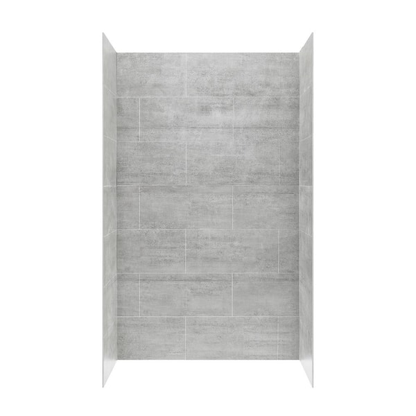 Misty 47.68 in. W x 80 in. H x 31.3 in. D 6-Piece Glue-Up Alcove Shower Surrounds in Gray Tile Finish