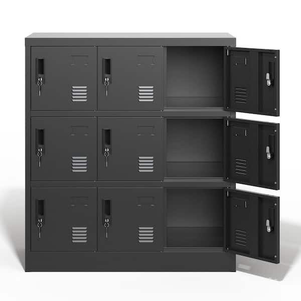 Damodpoy 15.75 in. W Black 9-Shelf Metal Locker Modular Storage