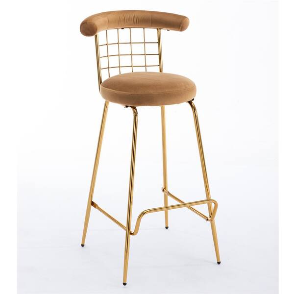 JASIWAY 32 in. Camel High Back Metal Frame Bar Stool Pub Stools 