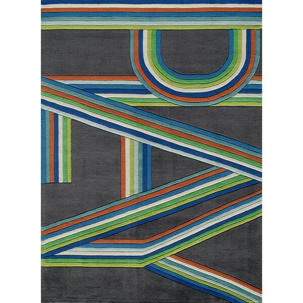 Momeni Lil Mo Hipster Play Blue 4 ft. x 6 ft. Indoor Kids Area Rug