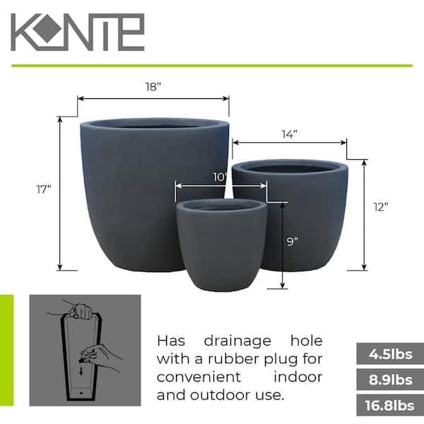 Set Of 3 17 Kante Lightweight Modern Seamless Outdoor Concrete Oval  Planter Charcoal Black - Rosemead Home & Garden, Inc. : Target